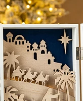 Glitzhome 17 L Lighted Wooden Christmas Nativity Advent Calendar Decor