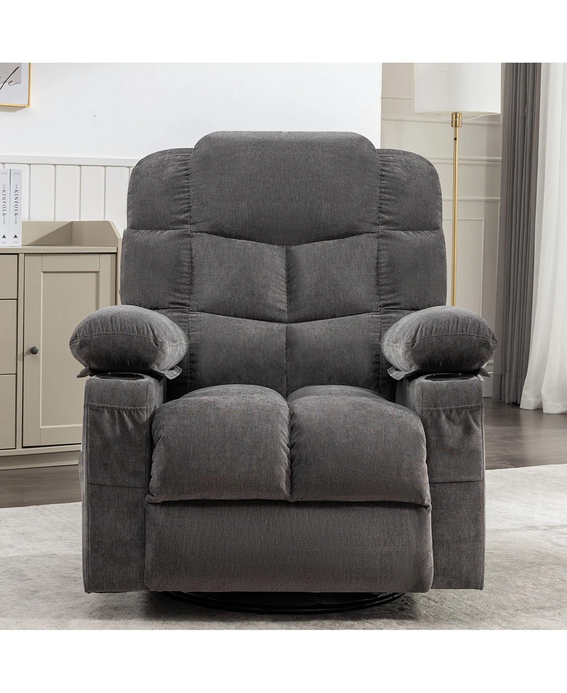 Streamdale Furniture Ultimate Massage Recliner 8 Adjustable Points, Heating, Rocking, Cozy Fabric