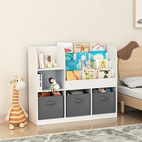 Streamdale Furniture Kids Multifunctional Bookcase with Drawers (White/Gray)