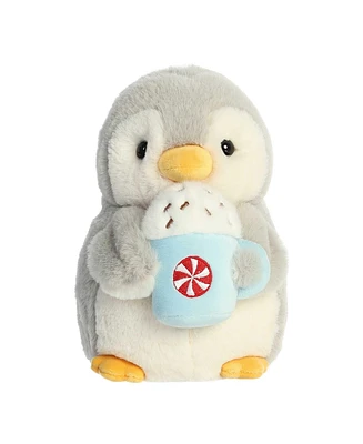 Aurora Small Pompom With Latte PomPom Penguin Festive Plush Toy Gray 7.5"