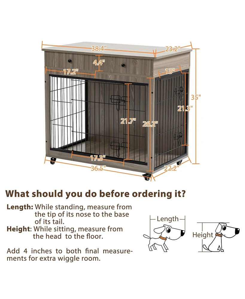 Streamdale Furniture Spacious & Stylish Dog Crate with Storage, Waterproof and Chew Resistant