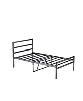 Simplie Fun Metal Platform Bed frame with Headboard, Sturdy Metal Frame, No Box Spring Needed(Twin)