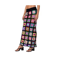 Edikted Women's Patchwork Crochet Maxi Skirt