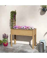 Simplie Fun Spacious Raised Wood Planter Bed with Trellis, 36.5" Long, 15.75" Wide, 55.5" High