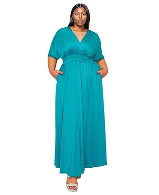 L I V D Plus Size Raffi Pocket Empire Waist Maxi Dress