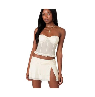 Edikted Women's Jojo Strapless Sheer Mesh Corset Top