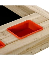 Simplie Fun Toddler Sandbox with Adjustable Canopy Sun Protection, Drainage, Sturdy Frame