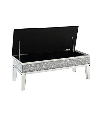 Simplie Fun Noralie Bench W/Storage Mirrored & Faux Diamonds