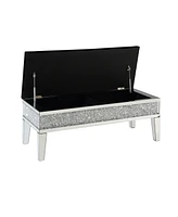 Simplie Fun Noralie Bench W/Storage Mirrored & Faux Diamonds