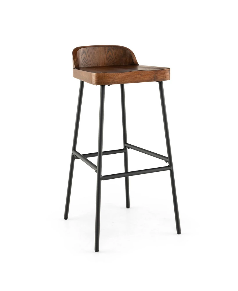 Slickblue 29 Inch Industrial Bar Stools with Low Back and Footrests-1 Piece