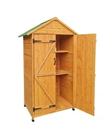 Simplie Fun Woodenshed Natural For Backyard Garden Big Spire Tool Storage