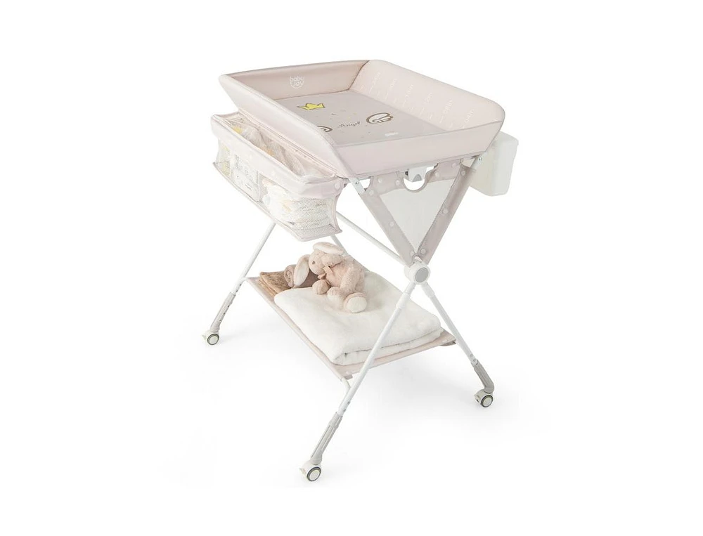 Portable Baby Changing Table with 3-Level Adjustable Height Convenient and Comfortable for Diapering on the Go