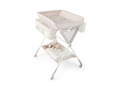 Slickblue Portable Baby Changing Table with 3-Level Adjustable Height-Beige