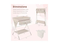 Slickblue Portable Baby Changing Table with 3-Level Adjustable Height-Beige