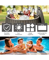 Patio 4-in-1 Rattan Cocktail Table – Multi-Functional Cool Bar, Side Table & Storage