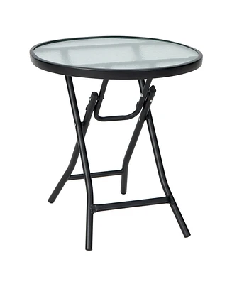 Slickblue Patio Side Table with Tempered Glass Tabletop