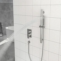 Brushed Nickel Rain Shower System with Adjustable Slide Bar