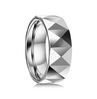 Metallo High Polished Square Faceted Tungsten Ring