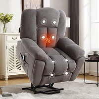 Elderly Recliner Chair with Heat, Massage, Usb (Grey)