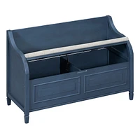 Streamdale Furniture Rustic Style Solid Wood Entryway Multifunctional Storage Bench With Safety Hinge (Gray Wash+ Beige)