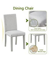 Elegant 5-Piece Wooden Dining Set Table with Crystal Detail and Upholstered Chairs