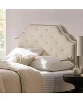 Contemporary Button-Tufted Upholstered Headboard with Nailhead Accents