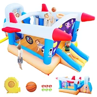 Streamdale Furniture 6 In 1 Outdoor Indoor Inflatable Bouncer For Kids Target Ball Basketball Slide With Blower