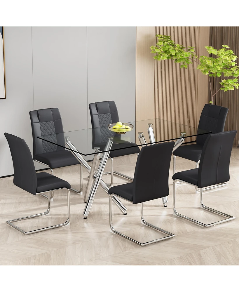 Simplie Fun Modern Pu Leather Dining Chairs with Metal Legs | Easy Assembly