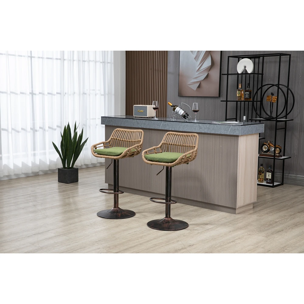 Streamdale Furniture Swivel Bar Stools Set Of 2 Adjustable Counter Height Chairs With Footrest For Kitchen