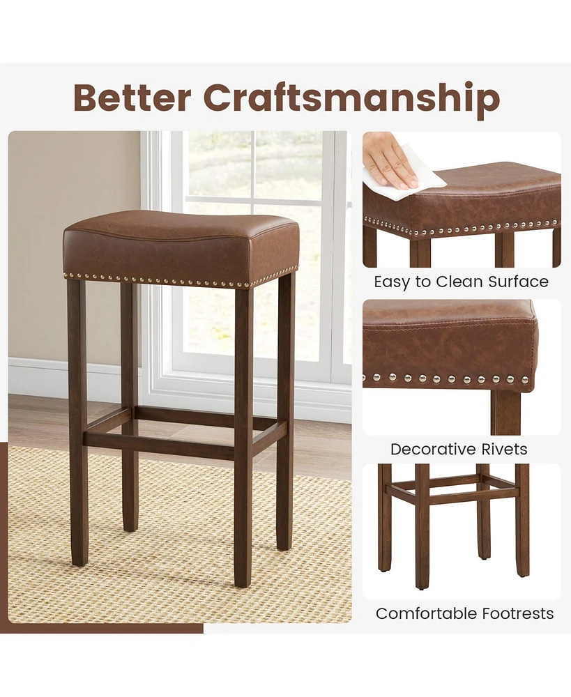 Slickblue Upholstered Bar Stools Set of 2 with Footrests for Counter