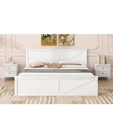 Streamdale Furniture King Size Wooden Platform Bed with Four Storage Drawers and Support Legs, White