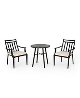 Simplie Fun Elegant Minimalist Bistro Set 1 Table, 2 Chairs, Cushions Included