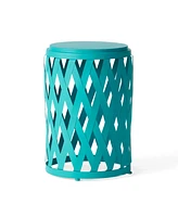 Stylish and Portable Lattice Design Patio Side Tables (Set of 2)