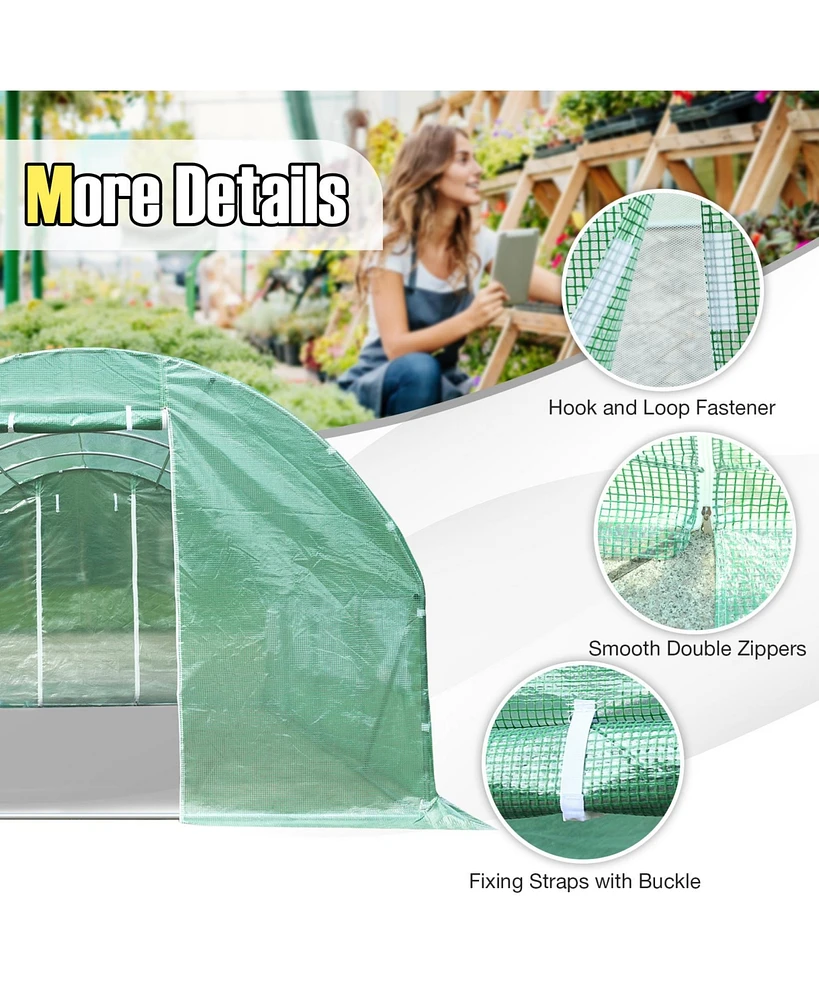 Slickblue 10 x 6.5 x 20 Feet 8 Windows Backyard Walk-in Greenhouse