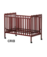 Streamdale Furniture Cherry 3-In-1 Convertible Crib, pinewood, excellent, Locking Wheels