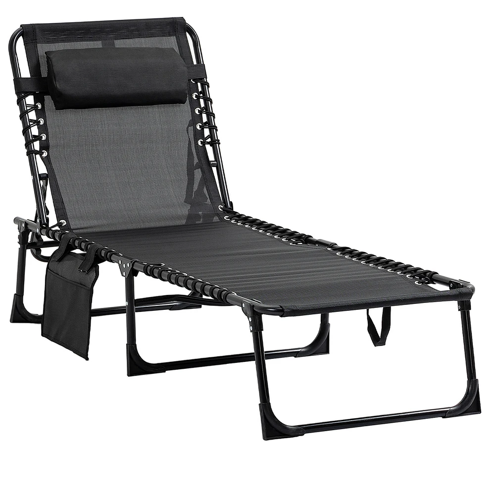 Simplie Fun Foldable Adjustable Outdoor Chaise Lounge Chair with Breathable Mesh