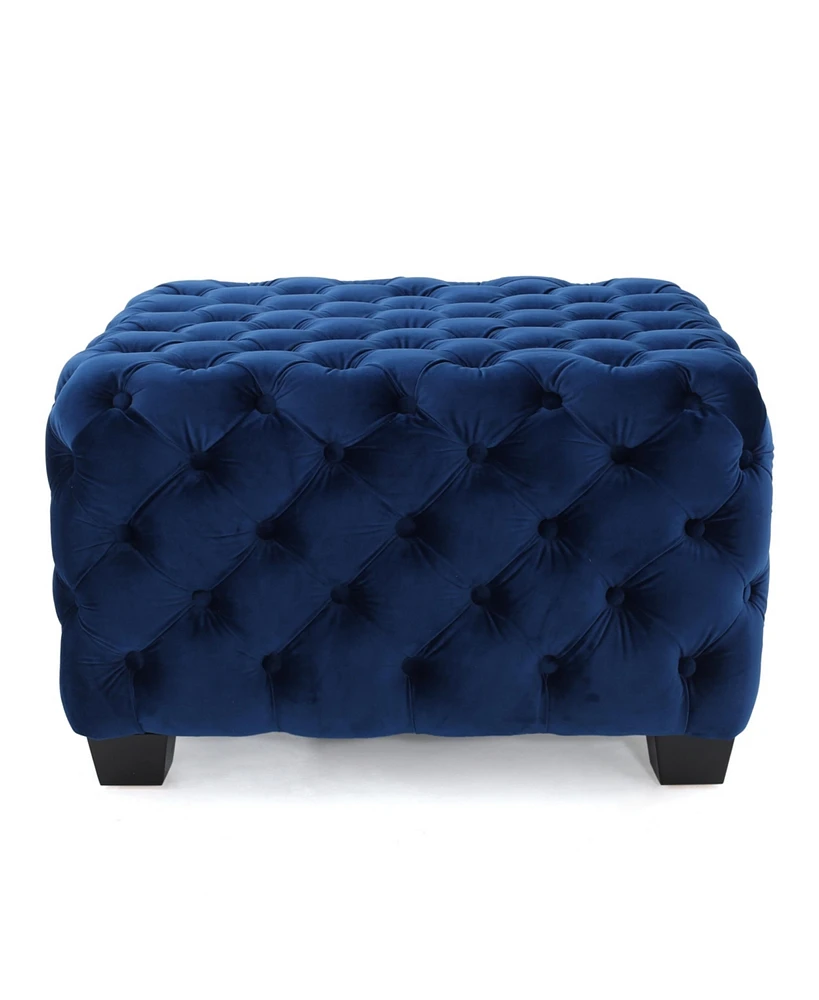 Simplie Fun Modern Velvet Glam Ottoman with Diamond Stitching