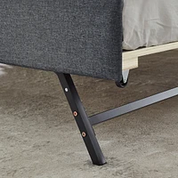 Twin-Size Tufted Upholstery Daybed with Pull-Out Trundle and Usb Charging