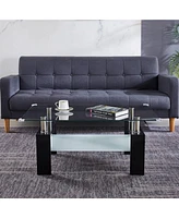 Streamdale Furniture Modern Glass Coffee Table with Spacious Storage and Tempered Glass Design