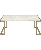 Streamdale Furniture Boice Ii Coffee Table in Faux Marble & Champagne