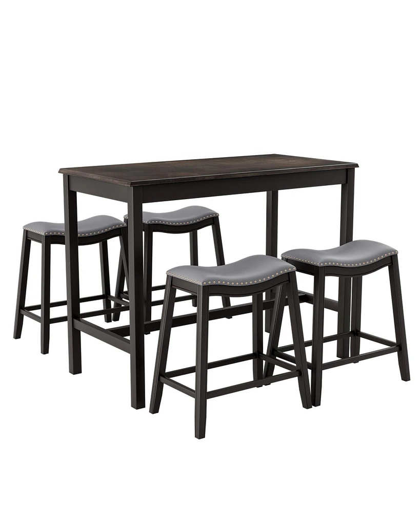 Slickblue 5-Piece Dining Set with 4 Upholstered Stools