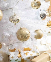 Glitzhome 178ct Christmas Elegant Silver Gold Shatterproof Ornaments with Matched Pinecone Picks and Ribbon Bow Sets