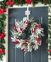 Glitzhome 24 D Christmas Flocked Pinecone Berry Wreath