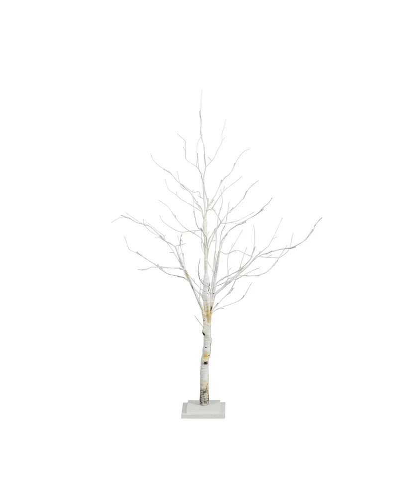 Nearly Natural 4ft. Pre-Lit Artificial White Birch Tree with 51 White Led Lights