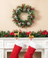 Glitzhome 24 D Christmas Pinecone Berry Wreath