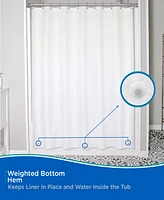 Kenney Medium Weight Peva Shower Curtain Liner and Beaded Roller Ring Set