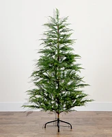 Nearly Natural 5ft. Pre-Lit Artificial Park City Pine Christmas Tree with 200 Multicolored Led Dewdrop Lights