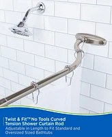 Kenney Twist Fit No Tools Curved Shower Curtain Rod, 57-72"