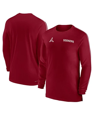 Jordan Men's Oklahoma Sooners 2024 Sideline Coach Uv Performance Long Sleeve T-Shirt