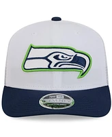 New Era Men's White/College Navy Seattle Seahawks 2024 Nfl Training Camp 9SEVENTY Trucker Hat